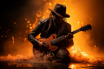 Obraz premium musician immersed in their performance, showcasing their passion and the captivating nature of music