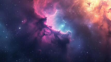 Fototapeta na wymiar Nebula and stars in deep space. Science fiction wallpaper.