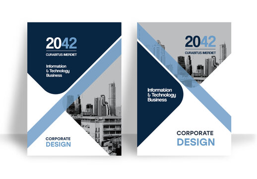 Blue and Black Geometric Book Cover Layout