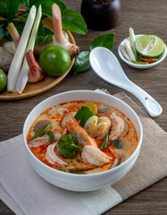 Creamy Tom Yum Goong,spicy prawn soup (Thai Food)