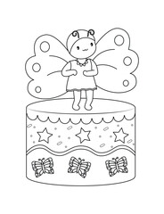 butterfly cake coloring page