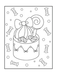 Coloring ribbon and marshmallow cake coloring page