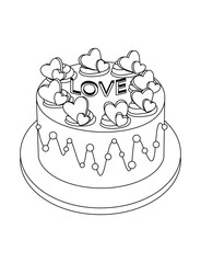 Love cake coloring page