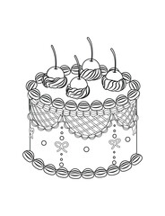 vintage strawberry cake coloring page