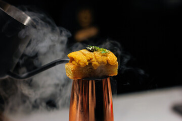 Premium Bafun Uni is on crispy Japanese-style toast.