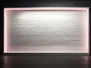 A white brick wall textured background with spotlight lighting ,Grungy street wall