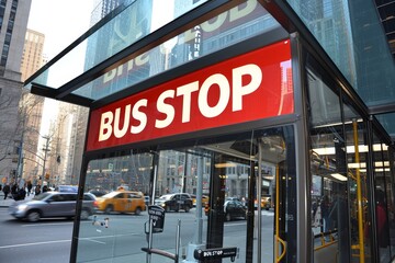 Naklejka premium corner of bus stop sign professional photography