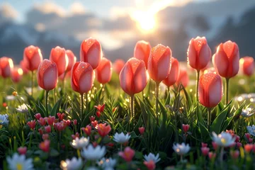 Fotobehang colorful tulip meadows field professional photography © NikahGeh