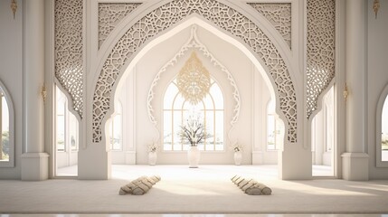 A beautiful white room with arabic ornaments. - obrazy, fototapety, plakaty