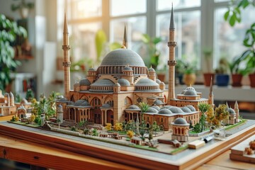The acourt mosque of miniature clay sculpture professional photography