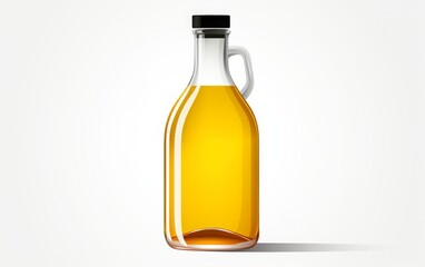 A flat vector illustration depicts an oil bottle with no contents against a white backdrop.