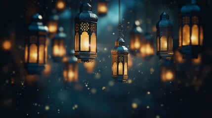 Lanterns in the night. Ramadan Kareem background. - obrazy, fototapety, plakaty