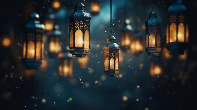 Lanterns in the night. Ramadan Kareem background. © RMTH