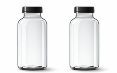 An isolated vector illustration on a white background showcases a glass bottle with a screw cap mockup adaptable for medical, cosmetic, and food-related uses.