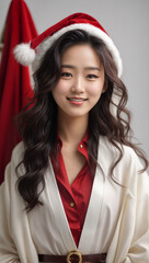 Beautiful korean girl in santa dress