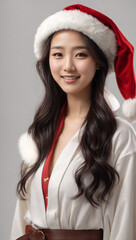 Beautiful korean girl in santa dress