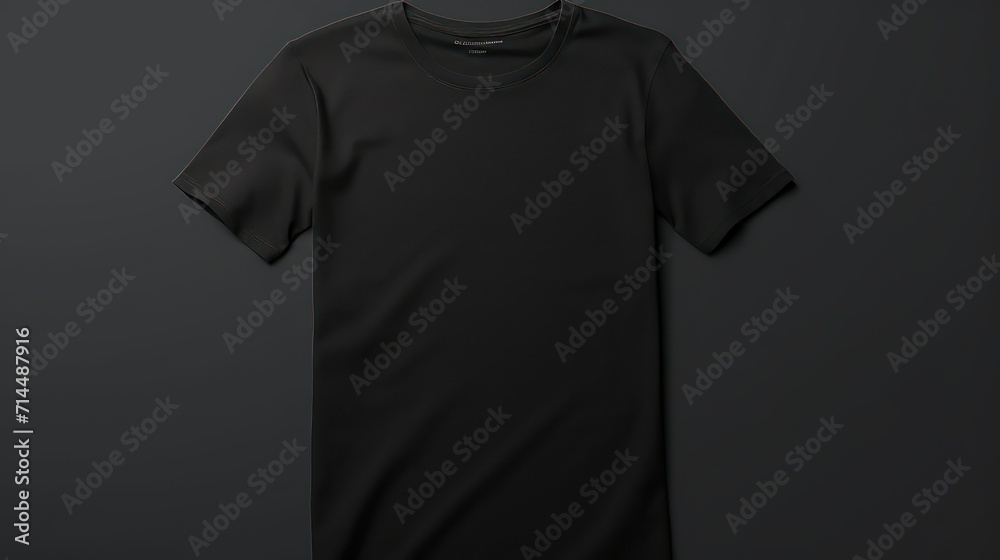 Wall mural Black t-shirt mockup on black background