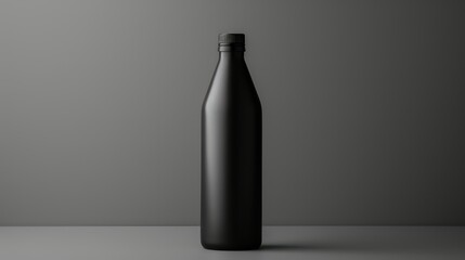 Mockup of black bottle on grey background
