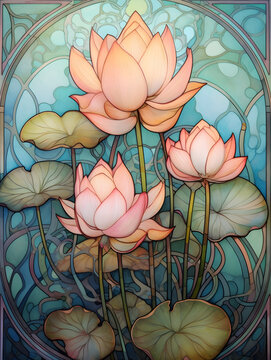 background with lotus flower, Generative AI