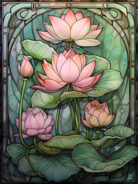 background with lotus flower, Generative AI
