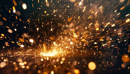 closeup of sparks flying through the air - obrazy, fototapety, plakaty