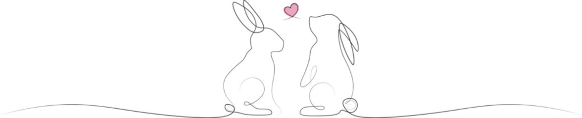 Easter Cute bunny line art style. vector Illustration