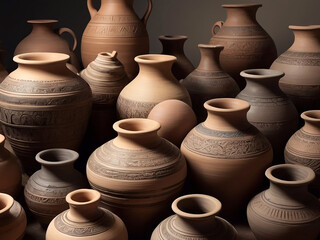 Fototapeta na wymiar Idea of pottery work using AI tools a unique artistic creation by pure hands