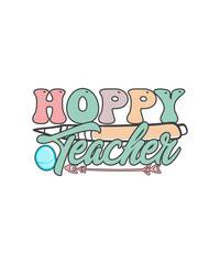 Hoppy Teacher Retro Easter T-shirt Design