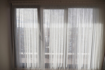 close up of clean fabric curtain.