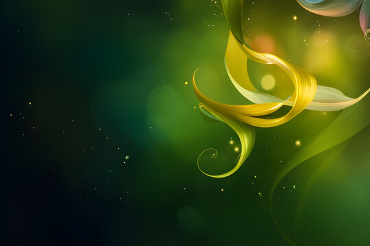 abstract background with glowing stars and blooming flower