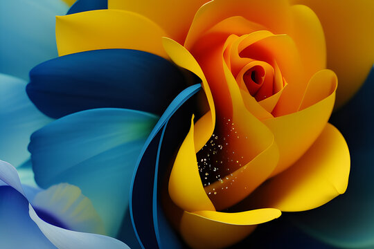 abstract background with yellow and blue rose