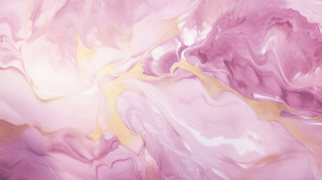 Soft pink and gold marble pattern creating a fluid, abstract background for elegant designs.