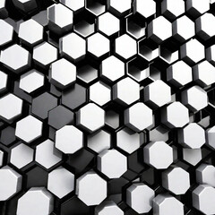 Abstract background composed of black hexagons, carbon element concept, titanium element feel, high-tech abstract background
