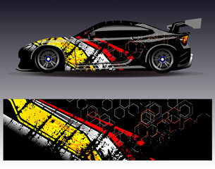 Car wrap design vector.Graphic abstract stripe racing background designs for vehicle, rally, race, adventure and car racing livery