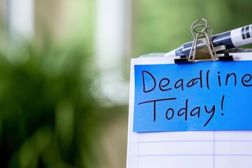 Deadline Today text on sticky note