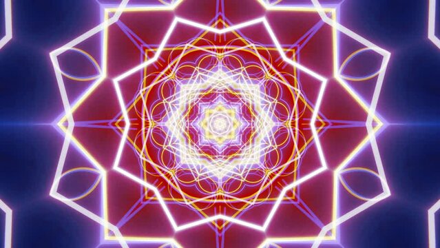 Mandala 3D Kaleidoscope seamless loop Psychedelic Trippy Futuristic Traditional Tunnel Pattern for Consciousness Meditation Background Video Relaxing Ethnic Colorful pattern Chakra Kundalini Yoga