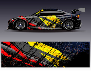 Car wrap design vector.Graphic abstract stripe racing background designs for vehicle, rally, race, adventure and car racing livery