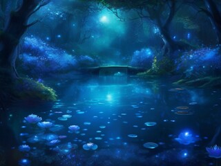 light in the blue of pond