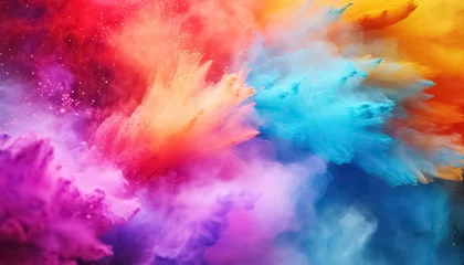 Fotobehang Mix van kleuren Explosion of Dust Paints , happy holi indian concept