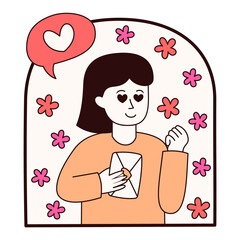 Character cartoon illustration in a frame to celebrate Valentine's Day