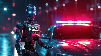 Artificial intelligence robot police robot.