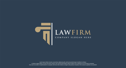law logo with pillars of justice symbol concept, creative premium of lawyer and law office - obrazy, fototapety, plakaty