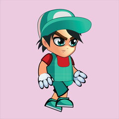 2d character walk animation pose 3 vector illustration