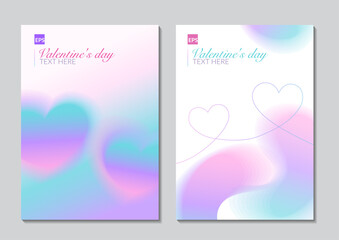 Set of Valentine's day background with hearts and smooth gradient colors