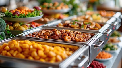 Iron trays with a variety of dishes: the convenience of dining out