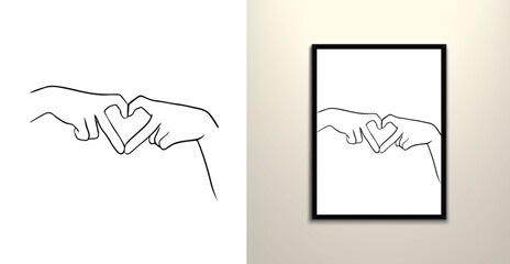 Heart sign vector line art drawing 