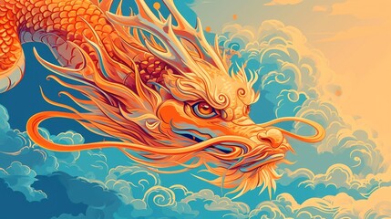 Fototapeta na wymiar Chinese zodiac dragon head doodle illustration stock vector, 