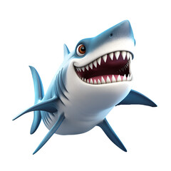 Cartoon Style 3D Shark Logo Illustration No Background
