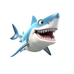 Fototapeta premium Cartoon Style 3D Shark Logo Illustration No Background