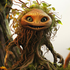 fantasy_forest_scene__plant_monster__gourd__brown__shag